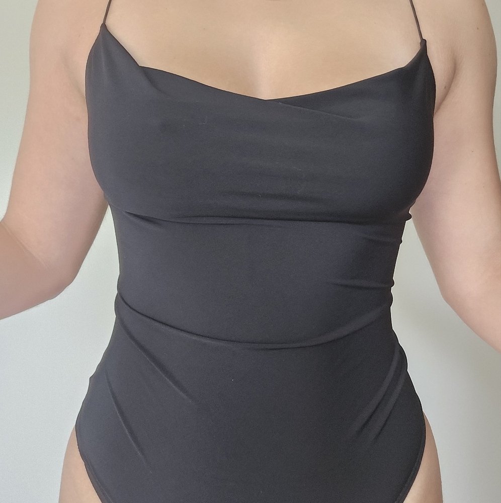 Black Spaghetti Strap Bodysuit